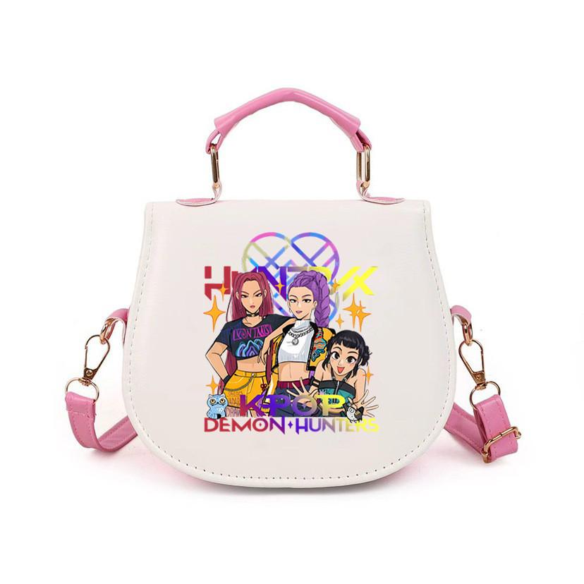 Kids Girls Kpop Rumi Zoey Mira Printed Student Lightweight Crossbody Bag Casual PU Shoulder Bags