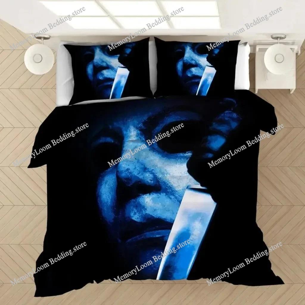 Movie Poster Cool Horror Michael Myers Halloween Bedding Set Single/Full/Queen Size 3D Print Duvet Cover Bedroom Decor Soft Set
