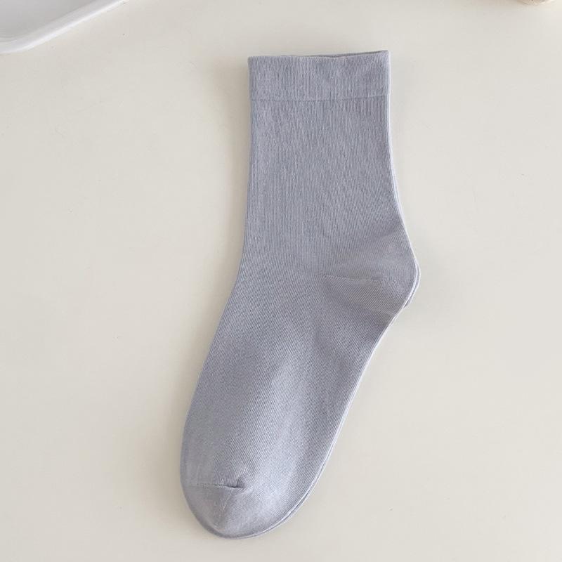 Women's Solid Color Mid-Calf Cotton Socks - Sweat-Absorbent, Breathable & Loose Fit, Ideal for Spring & Autumn
