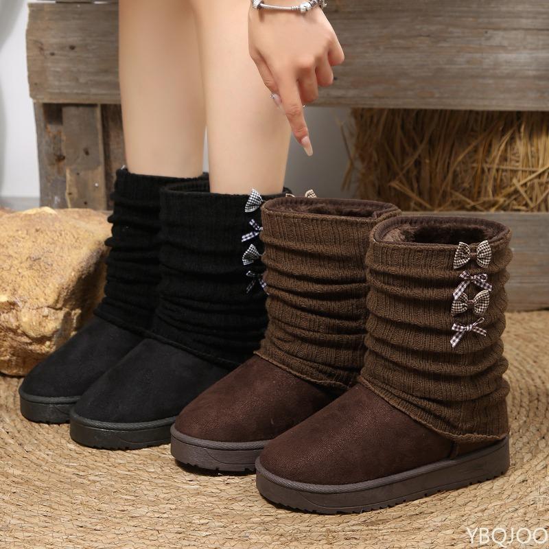 Winter new thick soled thickened snow boots women large size warm comfortable midsole simple comfortable women's cotton shoes
