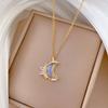 Colorful Moon Full Diamond Fashion Light Luxury Temperament Gorgeous Full Diamond Necklace Female Versatile Clavicle Chain Titanium Steel