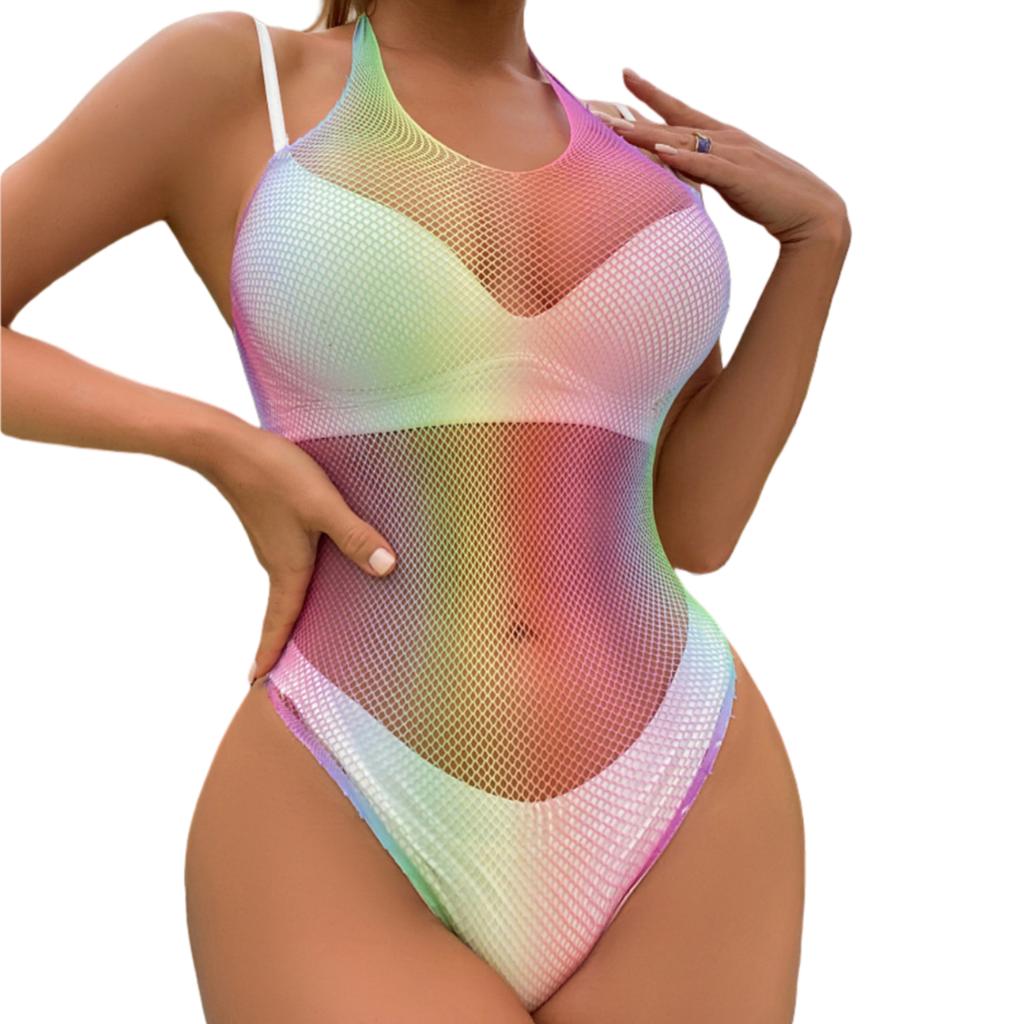Colorful Stripes Sexy Lingerie Bodysuit Black Full Body Stockings Crotchless Bodystocking For Erotic Adult Female Sex Game Costume