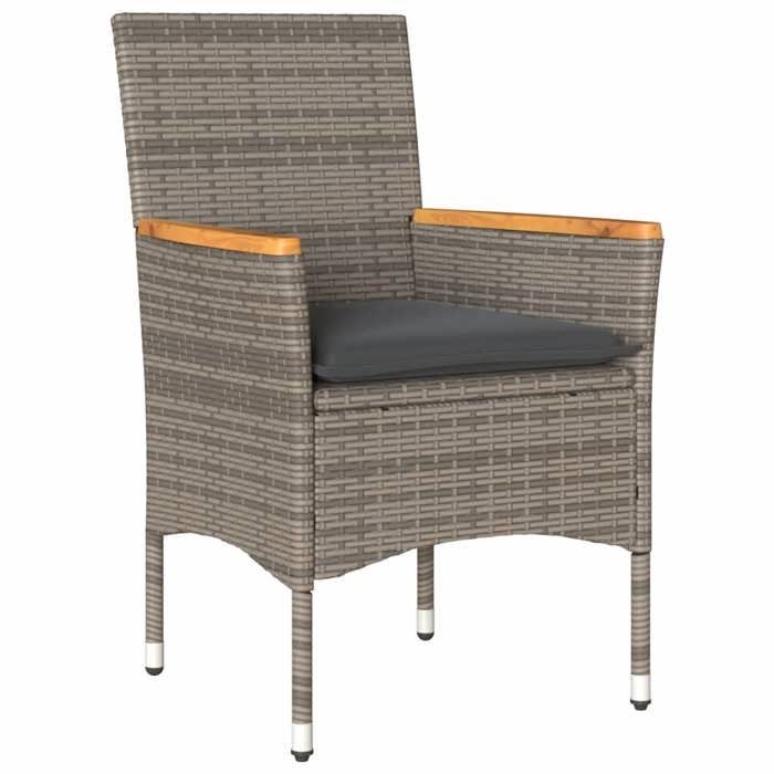 VidaXL Garden Dining Set and Cushions 11 Pcs Grey Rattan Glass 3278736
