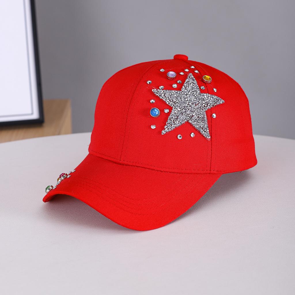 New Diamond-encrusted Five-pointed Star Baseball Cap European and American Fashion Hot Diamond Curved Brim Cap