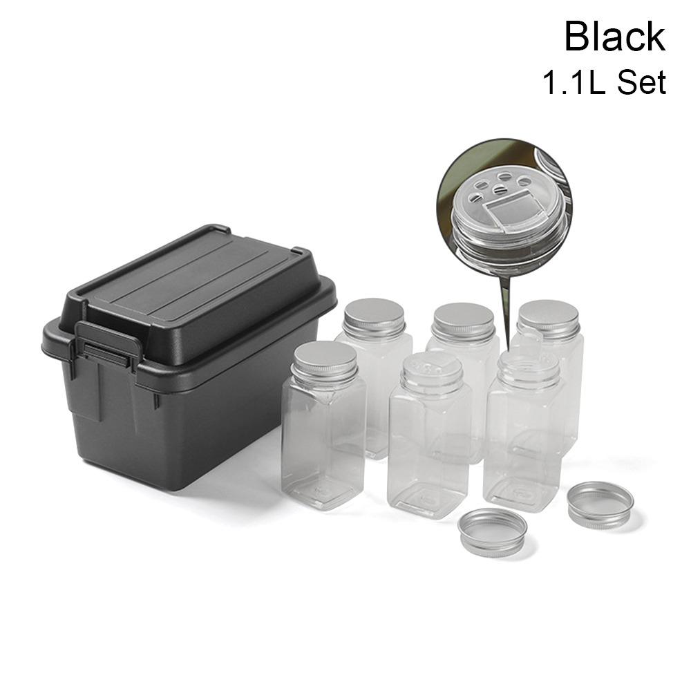 1Set Seasoning Dispenser Bottle Outdoor Storage Box Picnic BBQ Portable Sundries Box Plastic Jar Spice Storage Bag