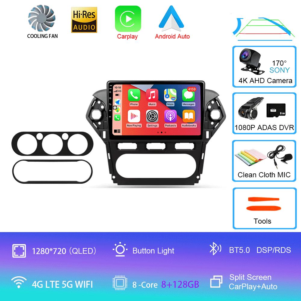 Car Radio Android 14 Carplay Auto For Ford Mondeo 4 Mk4 2010 - 2014 Navigation GPS Multimedia Player Stereo wifi+4G BT Video DVD