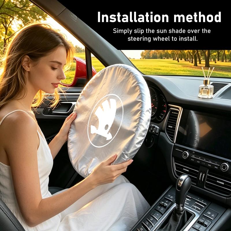 For Skoda Summer Car Steering Wheel Anti-Heat Sun Shade Cover Rapid Octavia Derivative Enyaq-iV VisionS Yeti Scala xknp33