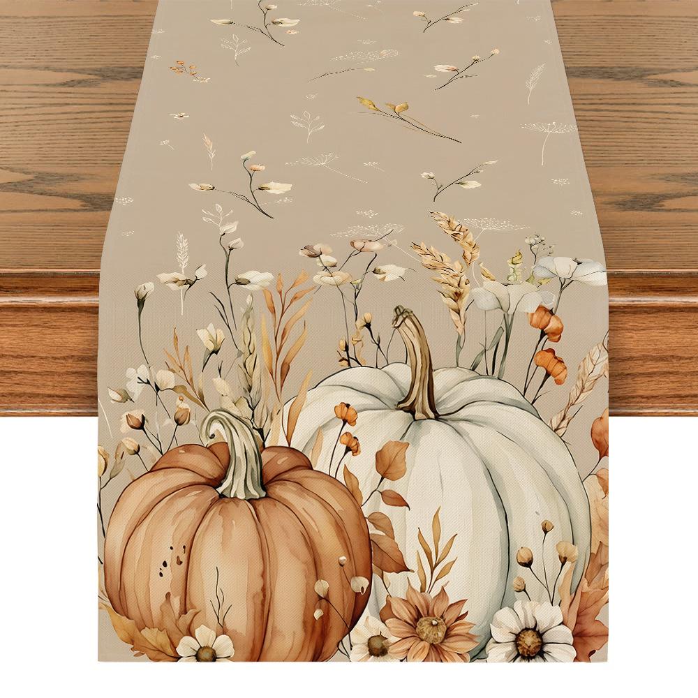 Mantel Decorativo de Calabaza y Hoja de Arce para Acción de Gracias de Otoño para el Hogar y el Comedor