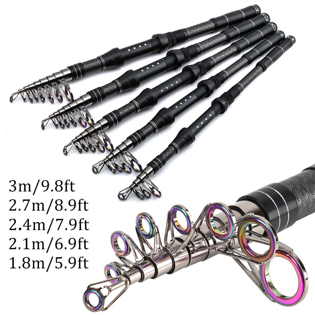 Portable Carbon Lure Rod Set with Fishing Gear Bag & Landing Net for Long Cast