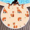 Kawaii Fox Round Beach Towel,Wild Animal Print Beach Blanket,Soft Woodland Animal Themed Rustic Fox Print Pool Towel Picnic Mat