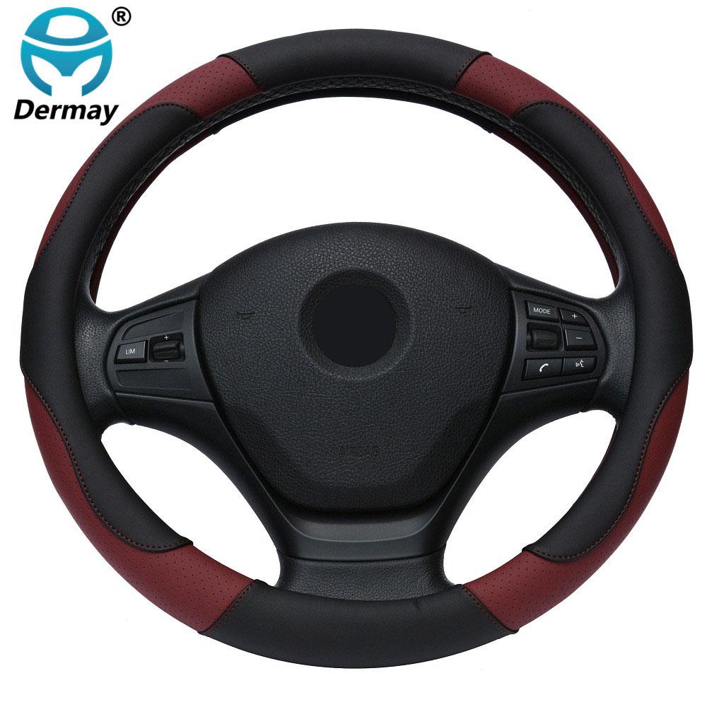 DERMAY PU-Leder Auto-Lenkradbezug Größe M für LADA 14-15" Lenkrad Kostenloser Versand