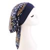 Women Satin Printed Turban Hat Stretch Wide-brimmed Nightcap Fashion Pre-tie Turban Wrap Head Cap Casual Durag Pirate Hat