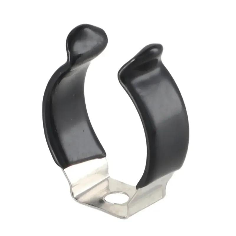 

10pc Narrow Base Tool Spring Terry Clips Pipe Clamp Heavy Duty Tool Storage Strap Stainless Steel Black Rubberized Buckle Clip 20mm