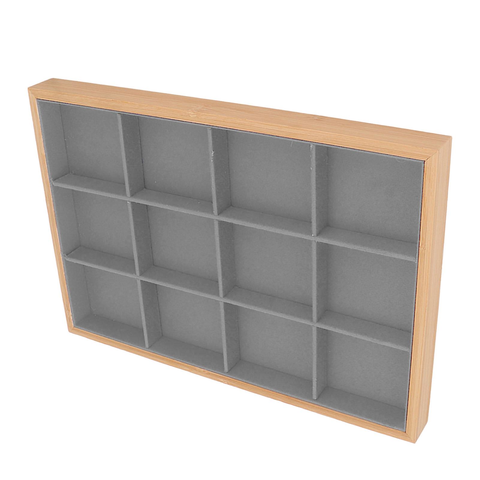 

12-секционный ювелирный лоток Мягкий элегантный внешний вид Прочный Легкий вес Хранение Ювелирный лоток Ящик для спальни Серый серый