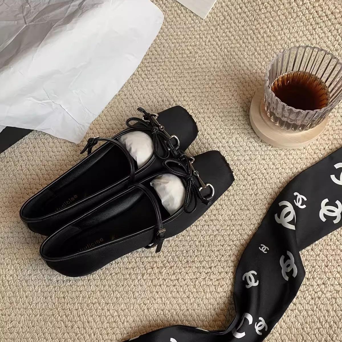 

Версия из овчины~ Туфли Мэри Джейн универсальные с французским бантом «свиной пятачок» на плоской подошве из натуральной кожи, женские 40