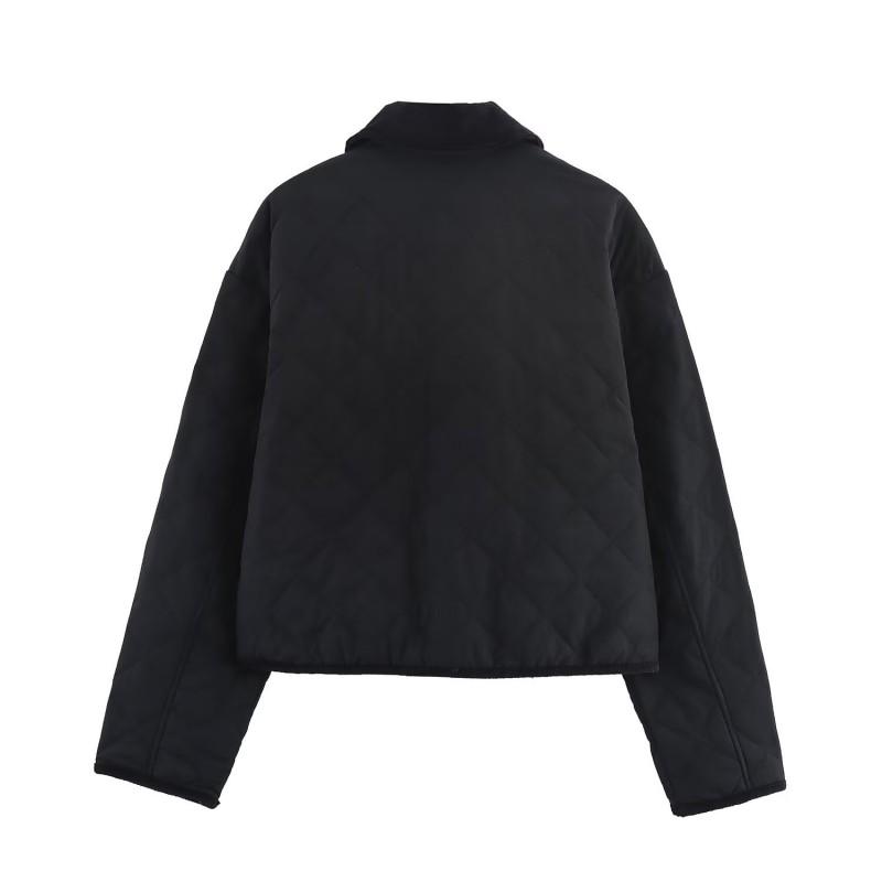 Womens Corduroy Quilted Oversized Cotton Coat With Notched Collar Casual Fall Outerwear