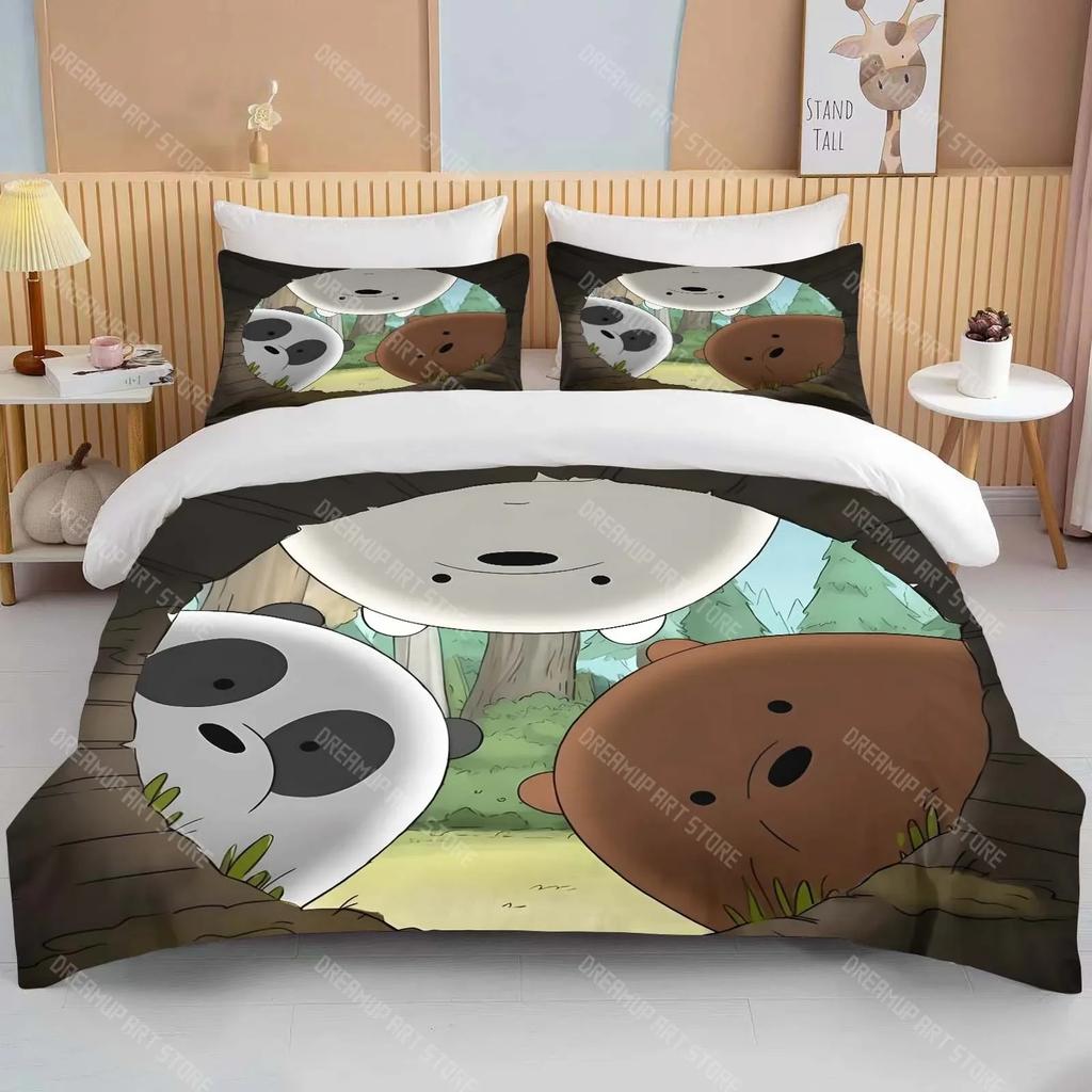 Stampa 3D Orsetti Nudi Set Biancheria da Letto Carino Cartone Animato Anime Copripiumino Piumone Federa Ragazzi Ragazze Bambini Adulti Regalo King