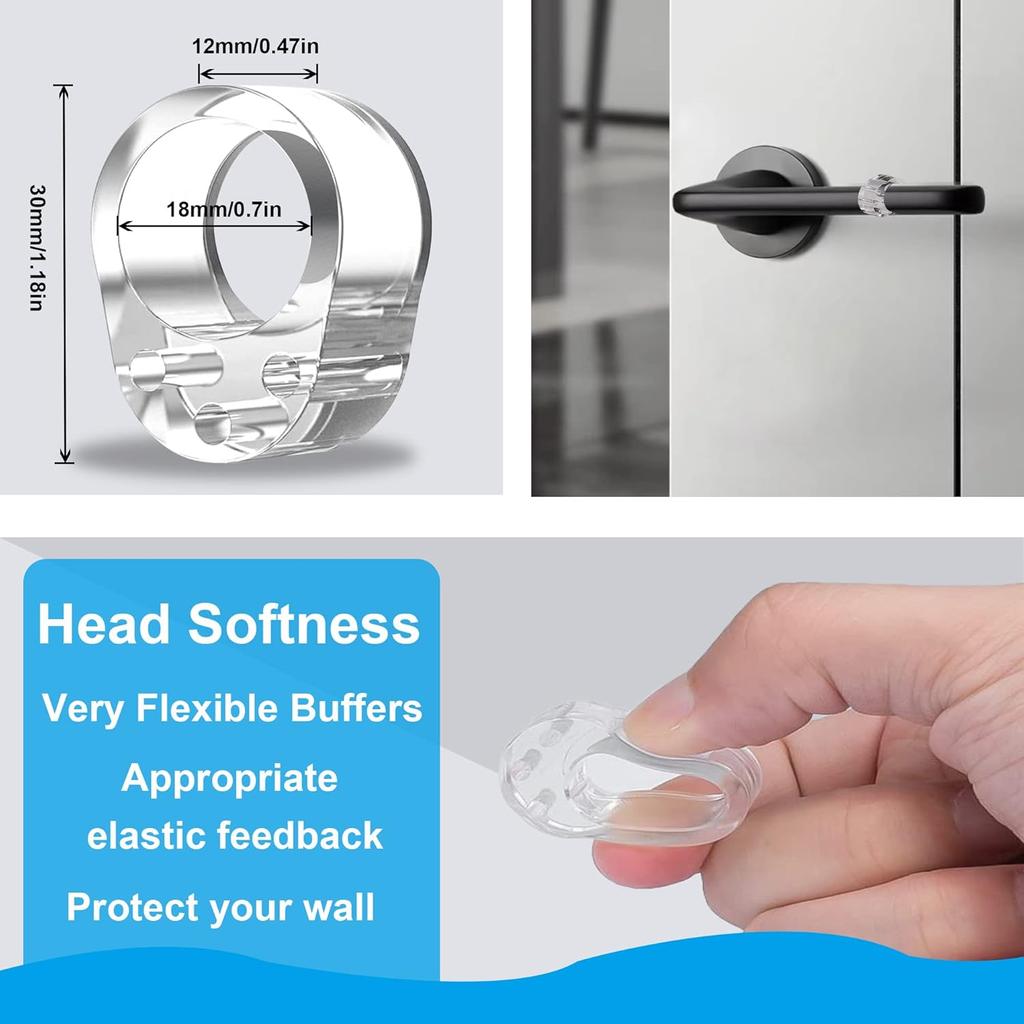 18 Pieces of Door Handle Bumper PVC Material Transparent Wall Protector,Reble Anti-Collision Door Handle Buffer (18mm)