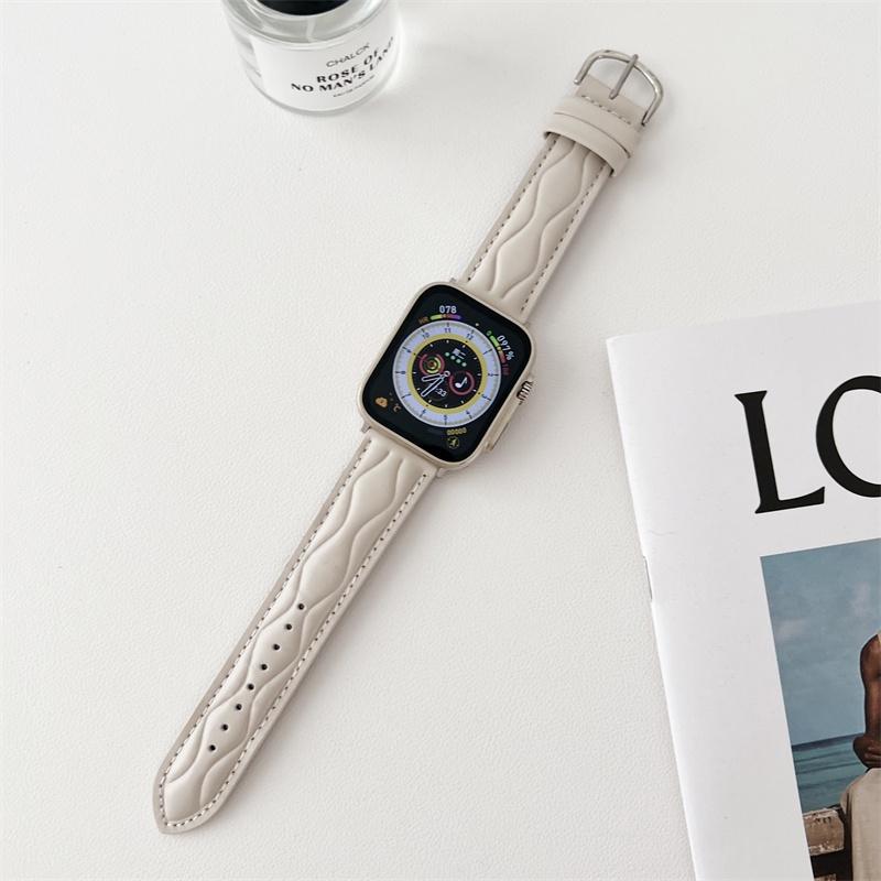 

Креативный кожаный ремешок с волнистой текстурой для часов Ultra 49 мм S8 7 SE 6 5 4 3 2 1 (45мм 44мм 42мм 41мм 40мм ) Модный сменный браслет для леди и джентльмена For 42/44/45/49mm