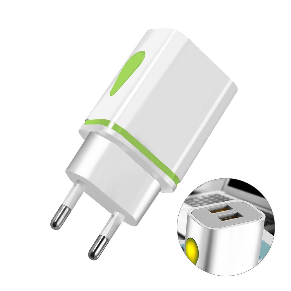 5V 2.1A EU Plug Dual USB Charger Waterdrop Design Travel Home Office Adapter Smart Fast Wall Charger for IPhone Samsung Smartphones Tablets