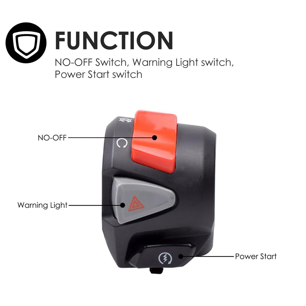 Motorcycle 22mm Steering Wheel Switch with Start/End Headlight/Warning Light Switch