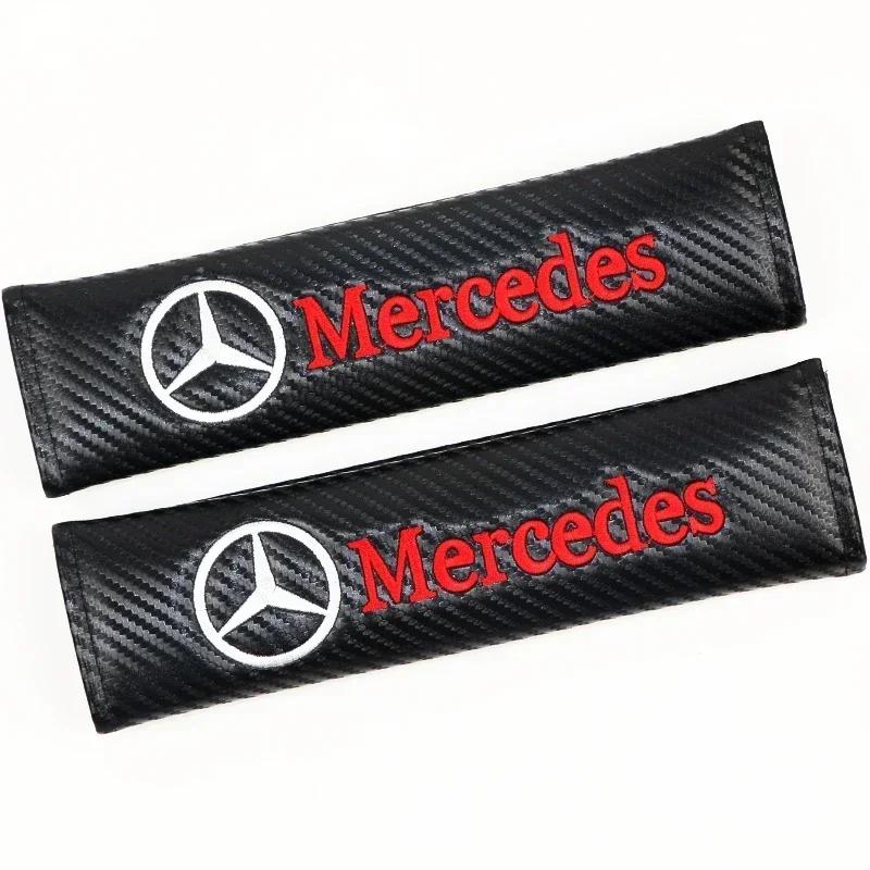 NHFW5 2pcs Auto Cotton Seat Belt Cover Case For Mercedes Benz AMG Smart W205 W204 W203 W206 W108 W124 W126 W140 W168 W211 Accessories