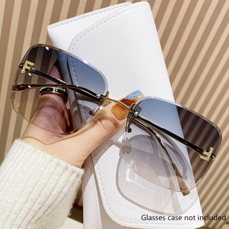 

Солнцезащитные очки с бриллиантами в форме буквы F, безрамные солнцезащитные очки с металлической квадратной оправой, модные женские очки 90267