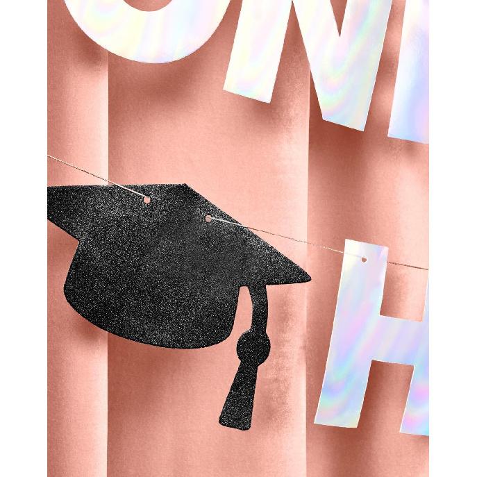 xo, Fetti One Degree Hotter Banner - Iridescent Foil | 6 Ft. | Graduation Decorations, Grad Cap Sign, College Ceremony Sign, High School Party