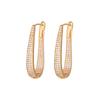 Hip-Hop Earrings Flash Diamond Oval Stud Earrings U-Shaped Hollow Electroplated Champagne Gold Ear Buckle Earrings Gift Women