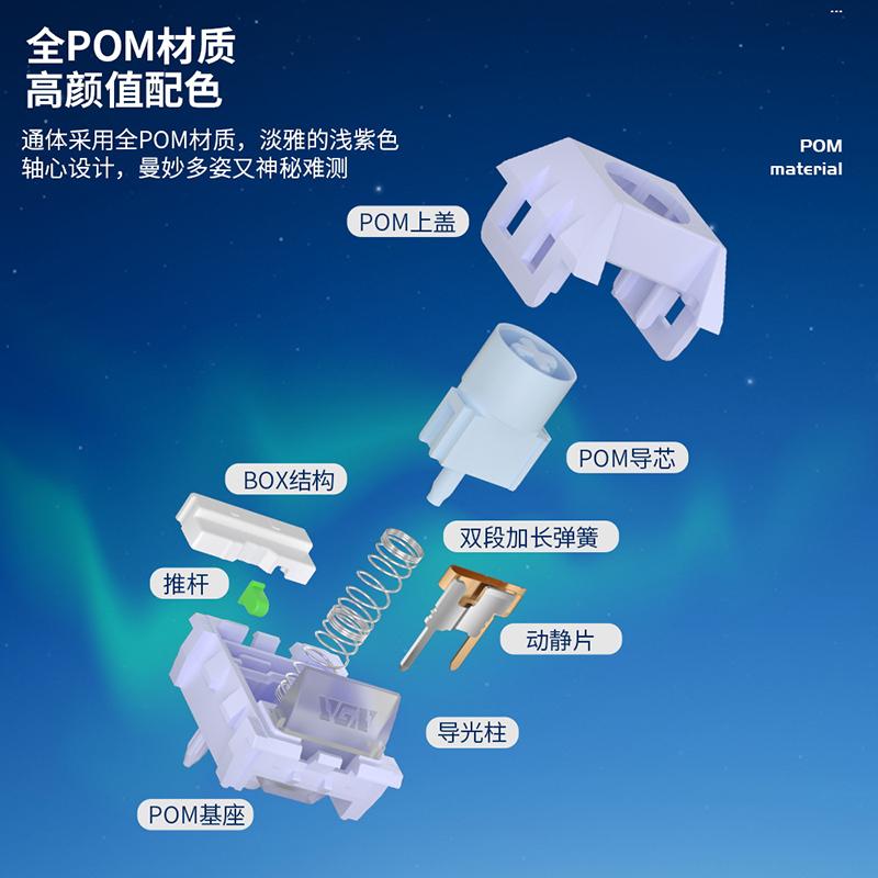 Kailh & VGN Box Aurora Ice Cream Pro Switch 5Pins Linear Custom Mechanical keyboard All POM Fast Silver RGB For Gaming Keyboard