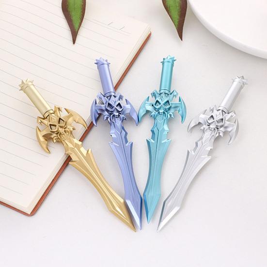 2Pcs Ancient Swords Shape Gel Pen with Black Ink Martial Arts