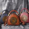 Real Leather Women's Bag, New Cross-border Retro Women's Handbag, Chinese Style Single Shoulder Crossbody Bag, Top Layer Cowhide Shell Bag