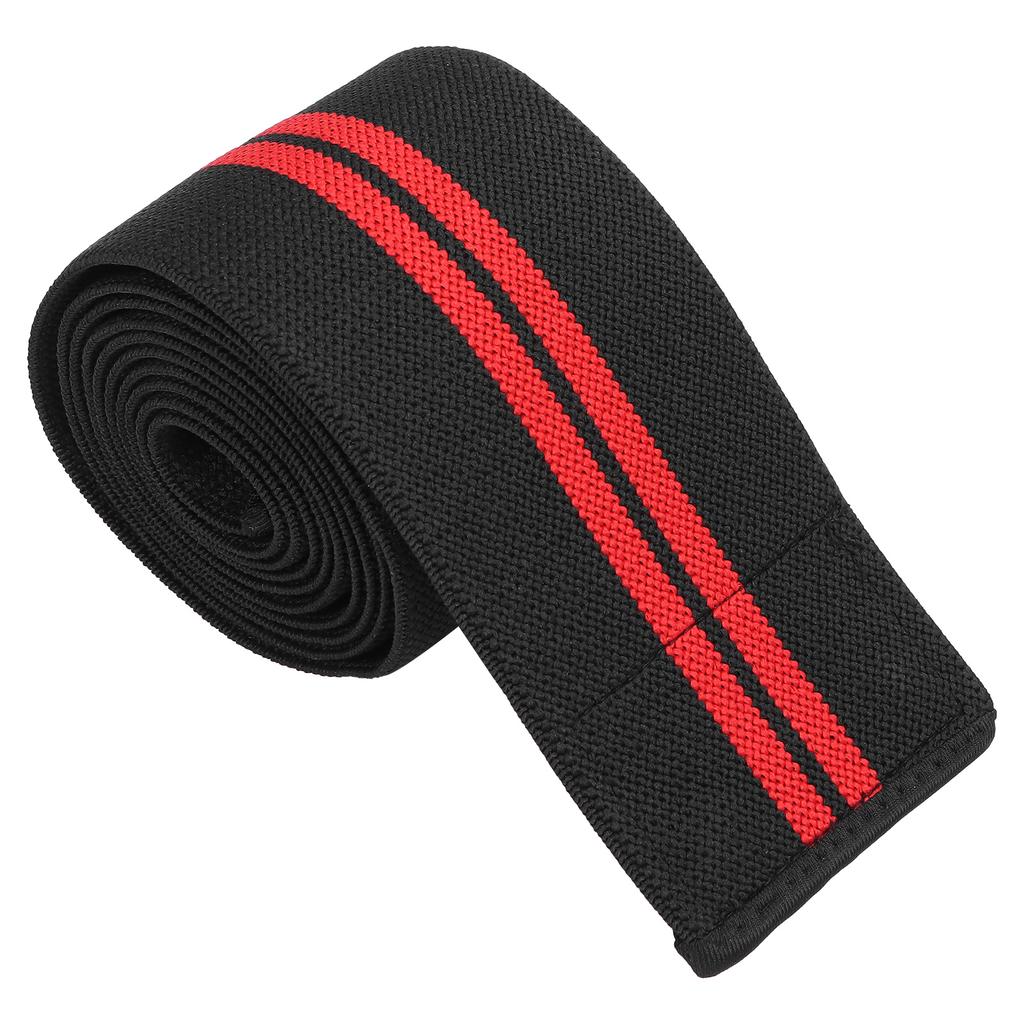 Sports Knee Wraps Compression Elastic Knee Sleeves Brace Straps for WeightliftingBlack Red