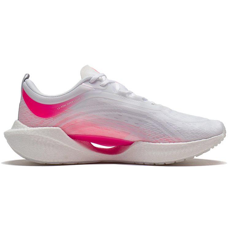 Li Ning Super Light 19 Cushioning Slip Resistant Running Shoes Women's White Pink ARBS002-5