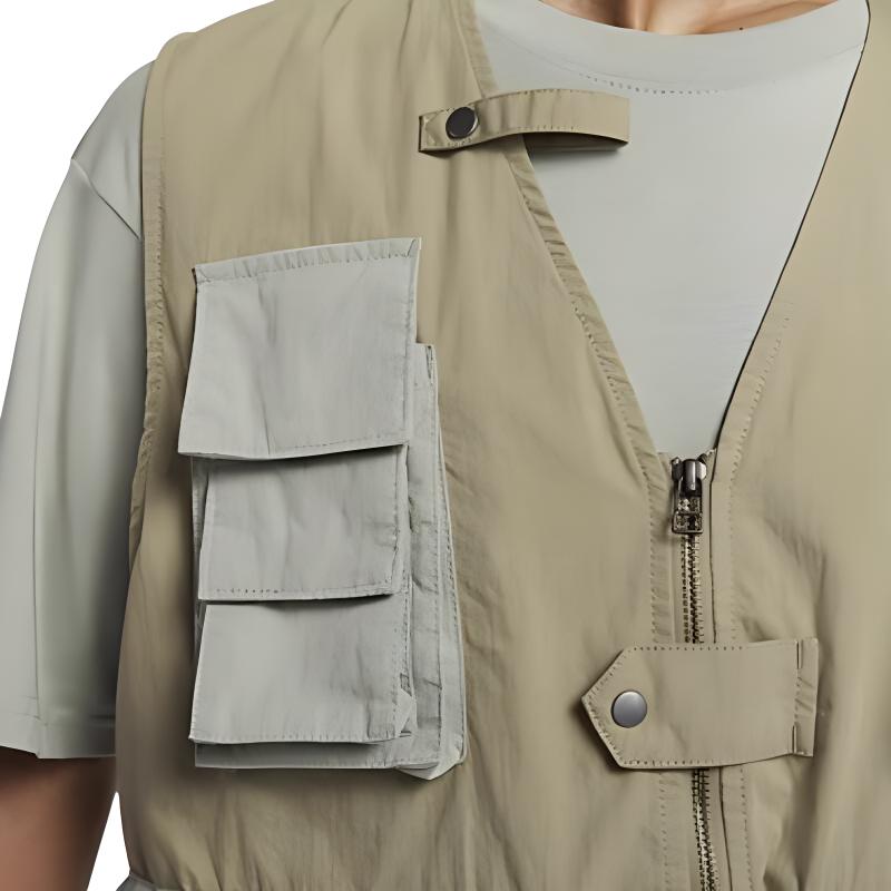 Nike Výstřih do V Zapínání na zip Výšivka loga Venkovní práce Vícekapsá Vesta bez rukávů Pánské vesty Len FN3215-276