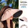 Large brim black plastic shell hat women's summer anti-UV outdoor empty top sun hat foldable headband sun hat