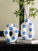 Matte Ceramic Vase Blue Hand Painted Floral Decoration Flower Arrangement Living Room Dining Countertop Vase Ceramic Handicrafts