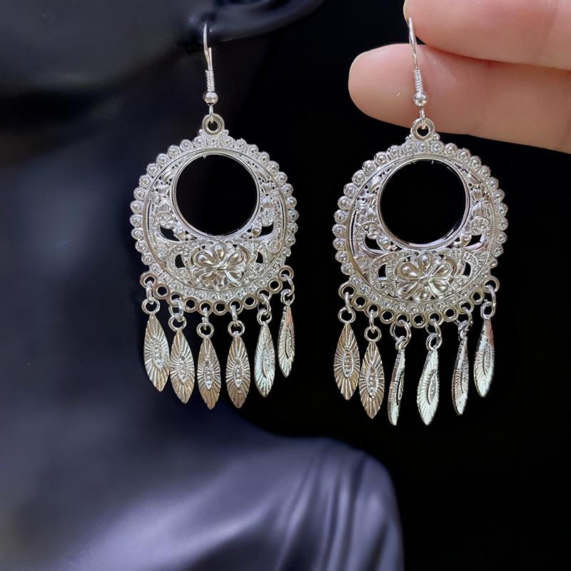 Ethnic style earrings Alloy silver-plated Miao ethnic minority Dong Yi earrings Earrings