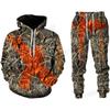 Men Hoodie Pant Set Hunting Animal Camouflage 3d Print Set Men Women Fashion Hoodie +Pant 2Pcs Set Sports Outdoor Tracksuit Suit