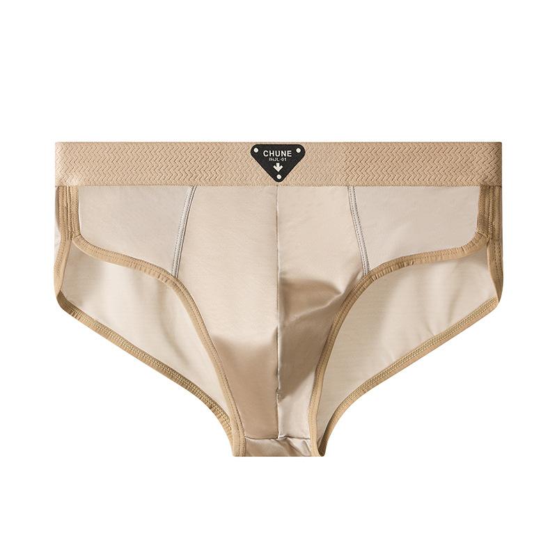Men's Triangle Underwear Ice Silk New Solid Color Mid Waist Men's Plus Size Breathable Men's Underwear