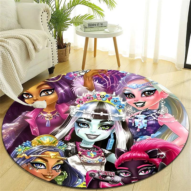 1pc Monster High Draculaura4 Design Printed Area Round Carpet for Bedroom Living Room Home Decor Rugs Mat Non Slip Mat Rug for Bedside