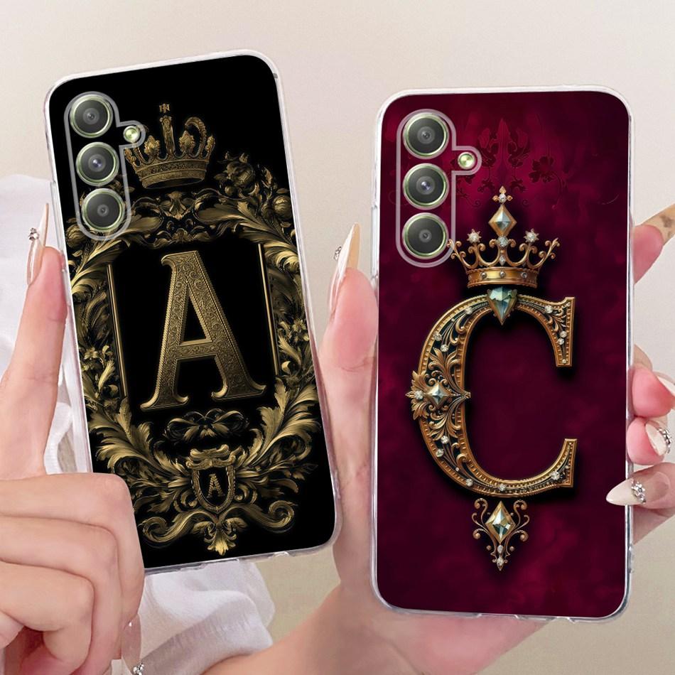 For Samsung Galaxy A54 Royal Crown Initial Letter Couple Phone Case For Samsung A54 5G SM-A546B Soft Silicone TPU Covers Bumpers