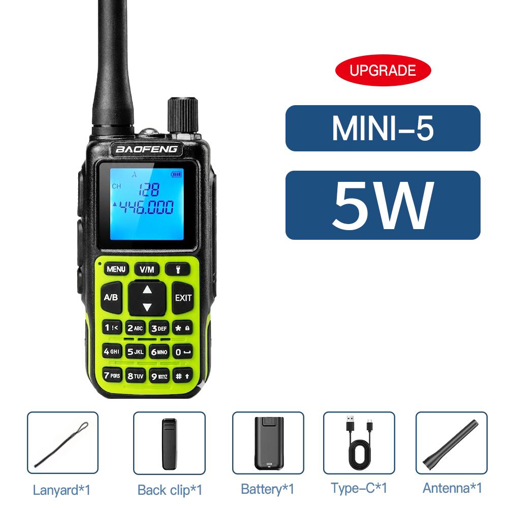 1/2PCS BAOFENG Walkie Talkie MINI-5 Upgrade UV-5R Mini 2200mAh Battery Bluetooth Programming UHF/VHF Dual PTT Ham Radio For Camp