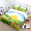 Cute Fairytale Landscape With Sunny Houses Print Bedding Set 1 Duvet Cover 2Pillowcases For Adult Children Luxury Gift Full Size