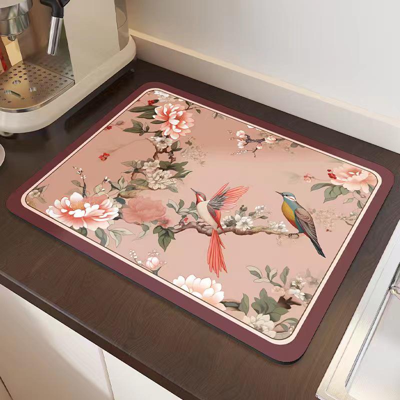 Retro Style Absorbent Non-Slip Diatomaceous Earth Mat: Versatile for Kitchen, Dining, and Bathroom