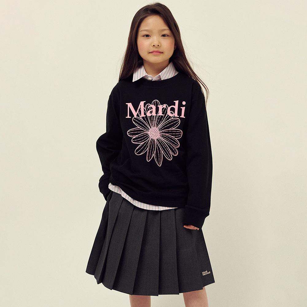 [mardimercredi] KIDS TSHIRT LONG SLEEVE FLOWERMARDI BLACK PINK S(100)
