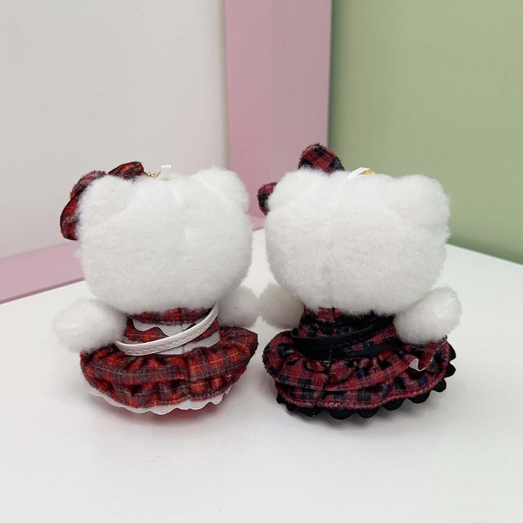 Heisei Series Collab: KT Plaid Skirt Cat Plush with Denim Pendant - Girly Birthday Gift