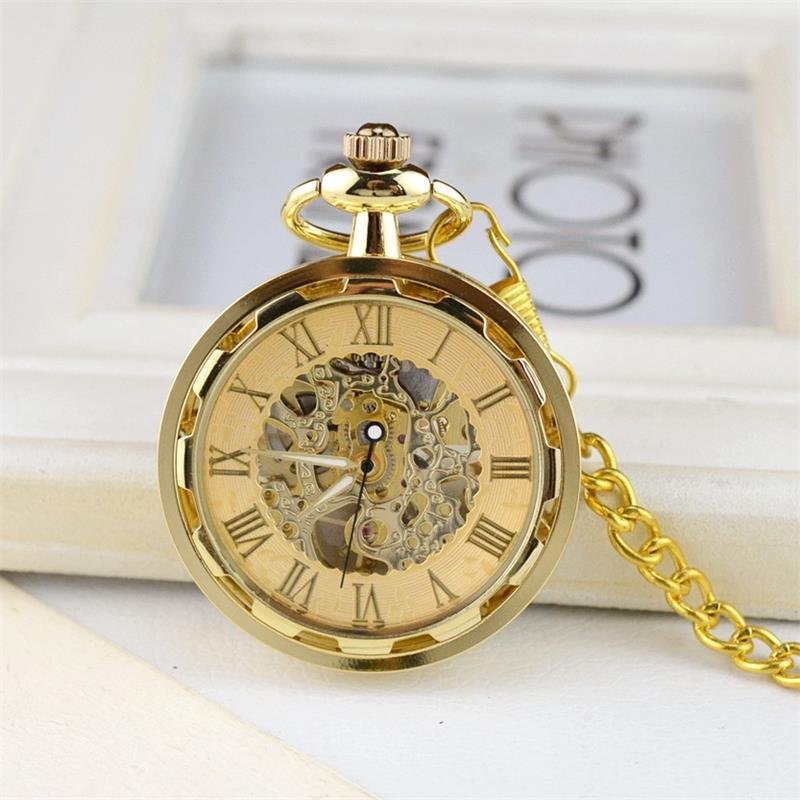Luxury Antique Men Steampunk Fob Watches Clock Pendant Hand-winding Skeleton Mechanical Pocket Watch