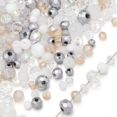100-200 Stück 4 6 8 mm facettierte Glasperlen Weiß Gemischt Rondelle Kristall Lose Abstandshalter Perlen Für Schmuckherstellung DIY Armbänder Halskette