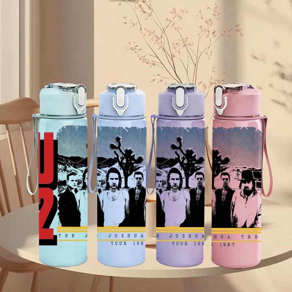 1PC U2 Black Band 750ml sports water bottle leakproof straw lid outdoor office home
